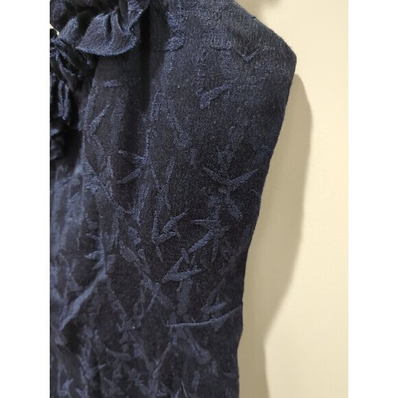 Maggy London Hot To Trot Navy Blue Ruffle Dress Size 8 90s Knee Length - Picture 3 of 10